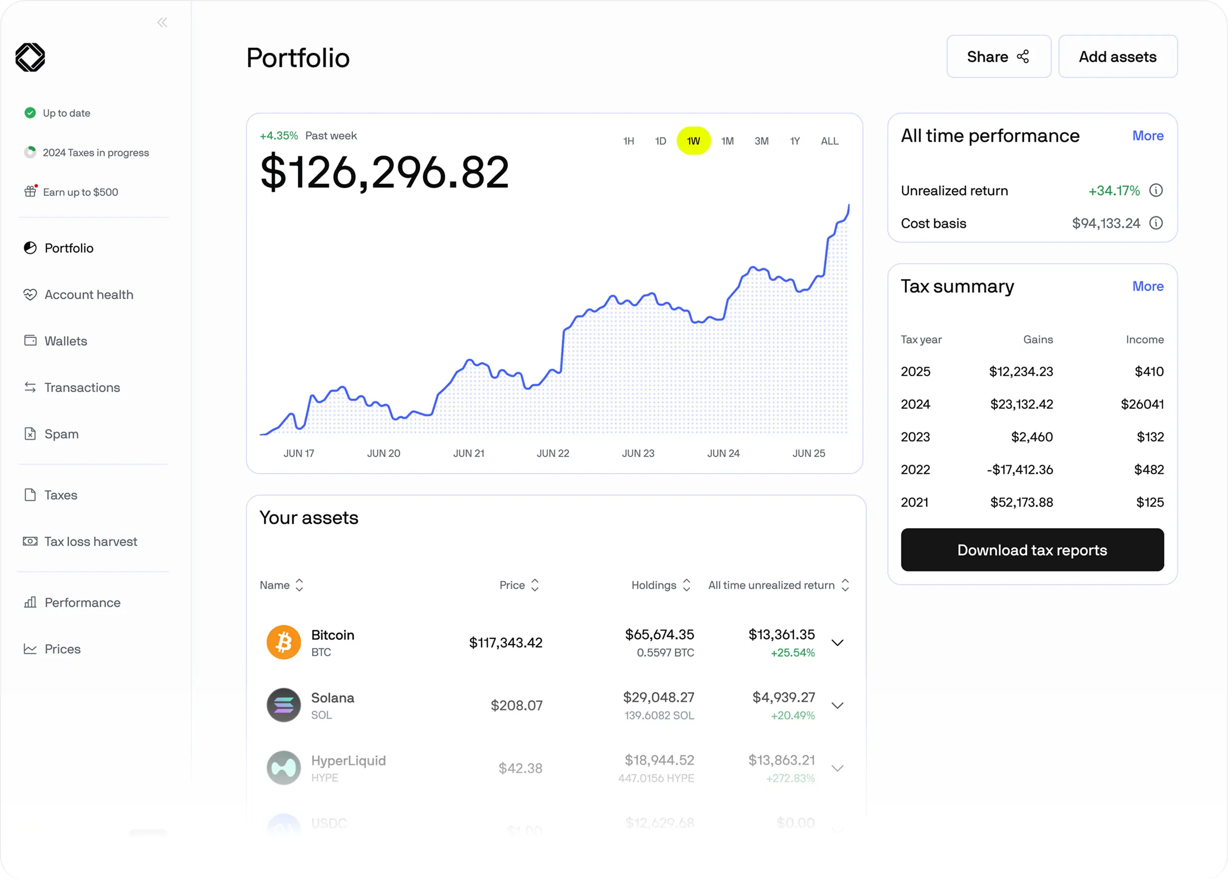 CoinTracker Portfolio Dashboard - Track your crypto portfolio and taxes